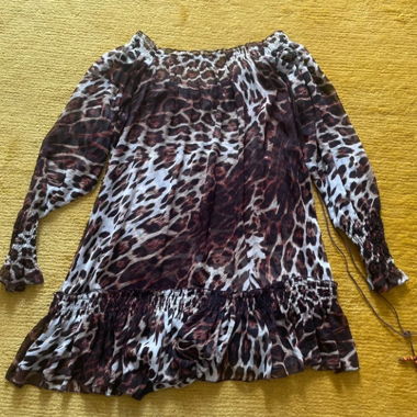 Leopard Print Blouse with Ruffle
