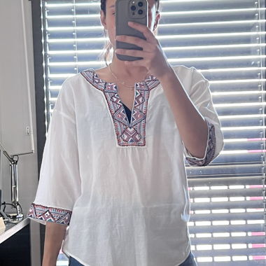Zara Basic Embroidered Blouse