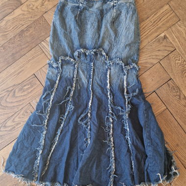 Y2k denim maxi skirt