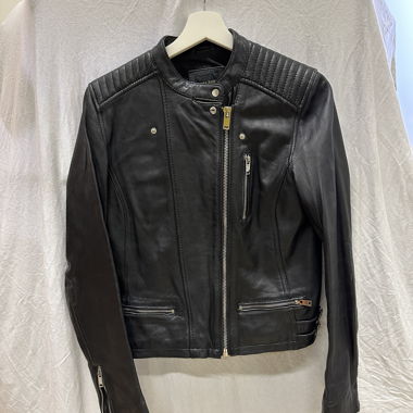 Veste en cuir Zara Basic noire
