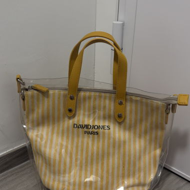 Borsa DavidJones Paris elegante – giallo e bianco
