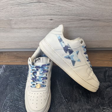 BAPE Sta Low Blanc ABC Camouflage Bleu EUR 43