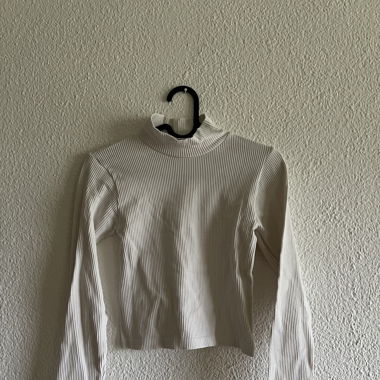Langarm Crop Top Weiss