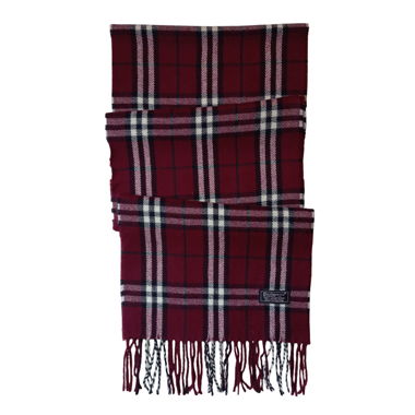 Vintage Burberry Scarf 100% Lambswool Darkred