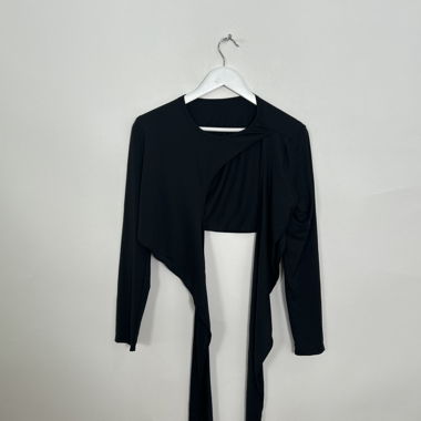 Black Tie-Front Crop Top