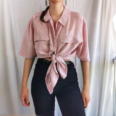 Antique lilac silk vintage blouse