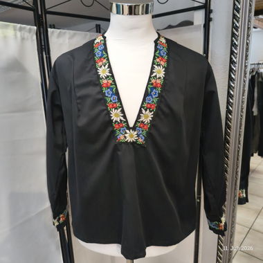 Schwarze Bluse mit Stickerei