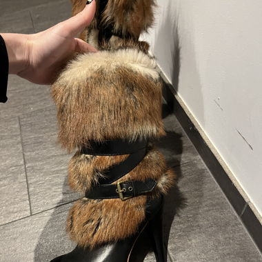 Ugg fur heeled platform boots 