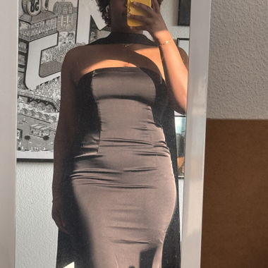 Oh Polly Strapless Evening Dress with Scarf