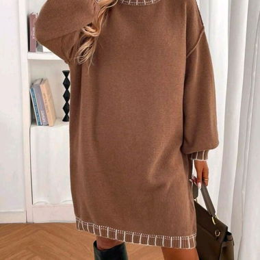 Robe tricot brune (016-2), taille 3XL