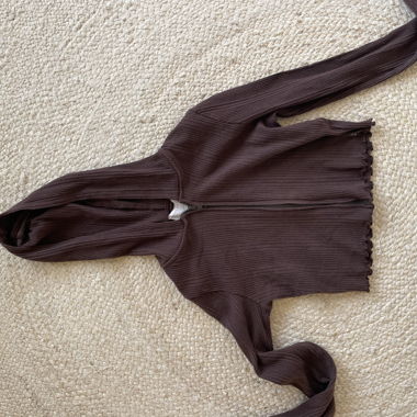 Veste à capuche côtelée brune Pull&Bear