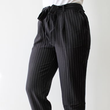 Pantalon en tissu, rayé, noir