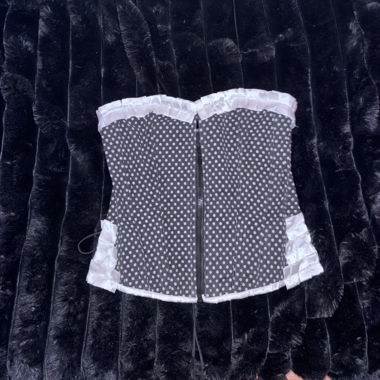 Corset noir à point blanc vintage 