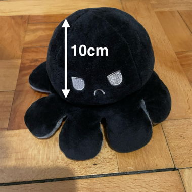 Peluche pieuvre réversible noir/gris