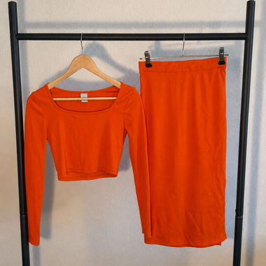 Set ZEBRA Crop Top & Gonna arancione - Taglia S
