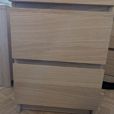 IKEA MALM Nachttisch, 2 Schubladen, Eichenfurnier