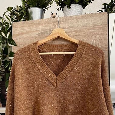 brauner pullover v-neck