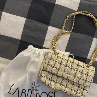 Tweed yellow/cream crossbody bag
