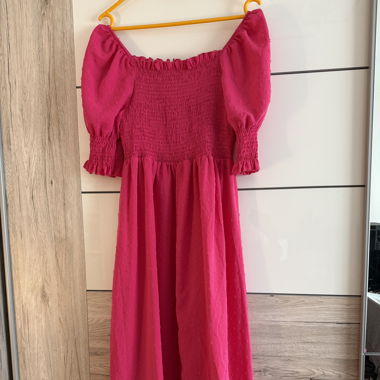 Pinkes Off-Shoulder-Kleid XL