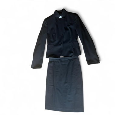 Black akris midi skirt and blazer set 