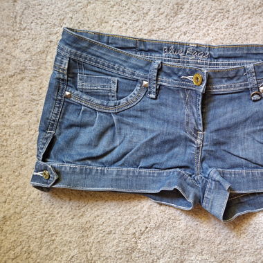 Short en Jean Taille Basse Blue Rags, Y2k/2000