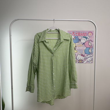 Blusa oversize a quadretti verdi