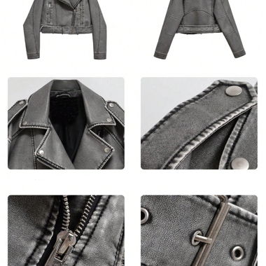 Kurze Bikerjacke aus Kunstleder