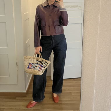 Giacca in pelle bordeaux