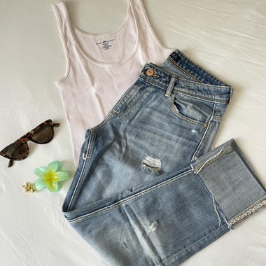 Jeans bleu avec perles