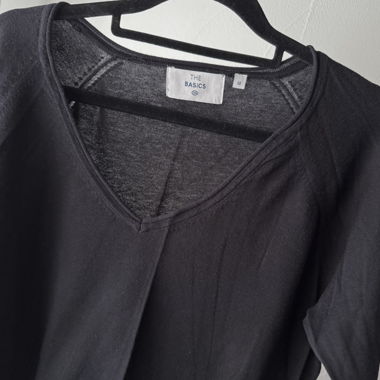 c&a basics black thin knit v-neck sweater
