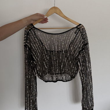 Bershka sequin mesh top