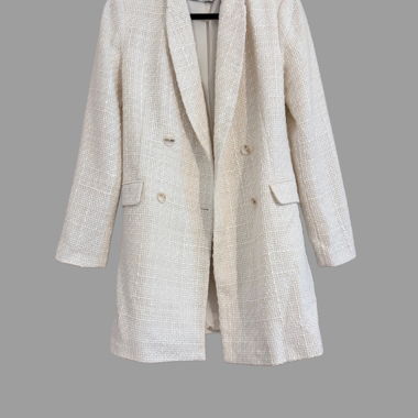 Manteau blazer tweed écru Stradivarius S