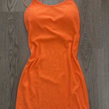 Abito arancione neon con spalline sottili