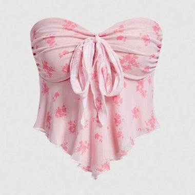 Schulterfreies Top Pink