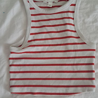 White and red striped tank top