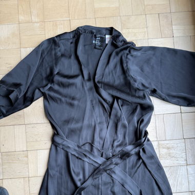 Black imitation silk kimono 