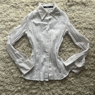 vintage plisse bluse
