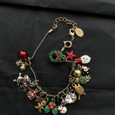 christmas bracelet pendants gold plated