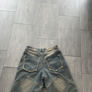 Gelb Blaue verwaschene Jorts von Trendtvision 