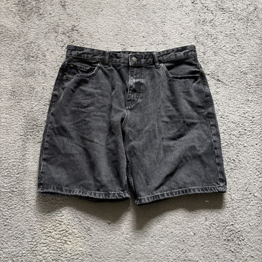 Black denim baggy shorts
