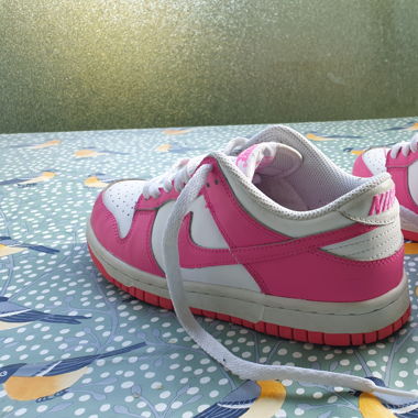 Nike Pink and White Leather Sneakers