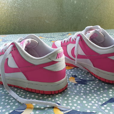 Nike Pink and White Leather Sneakers
