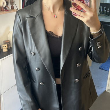 Blazer nero in ecopelle Only