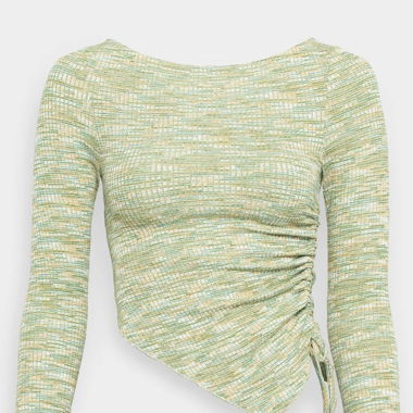 Crop Top à manches longues asymétrique vert