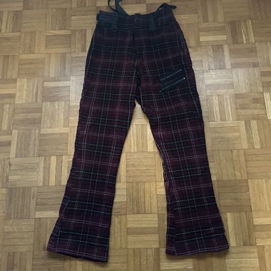 Burgundy Check Trousers with Braces