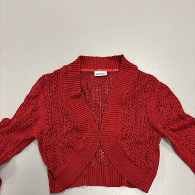 red cardigan