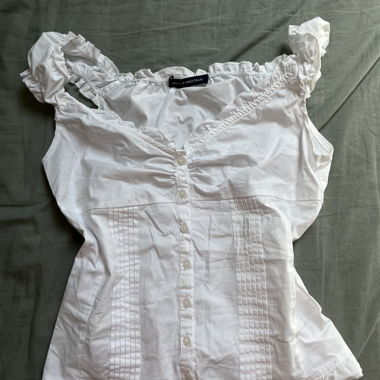White Ruffle Top