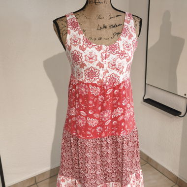 Red-and-white Floral Summer Dress