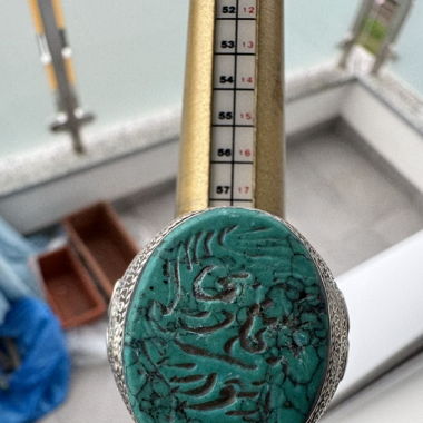 Anello afghano di argento con turchese