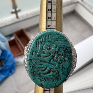 Anello afghano di argento con turchese